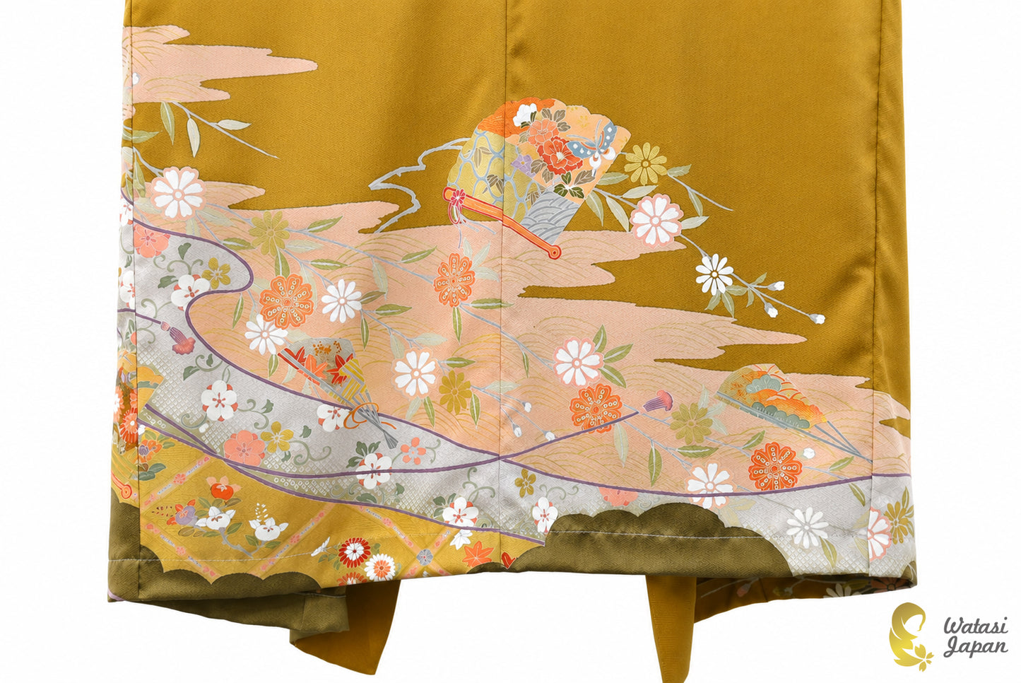 Kimono Abaya — Antique Gold Sensu & Floral | Open Abaya