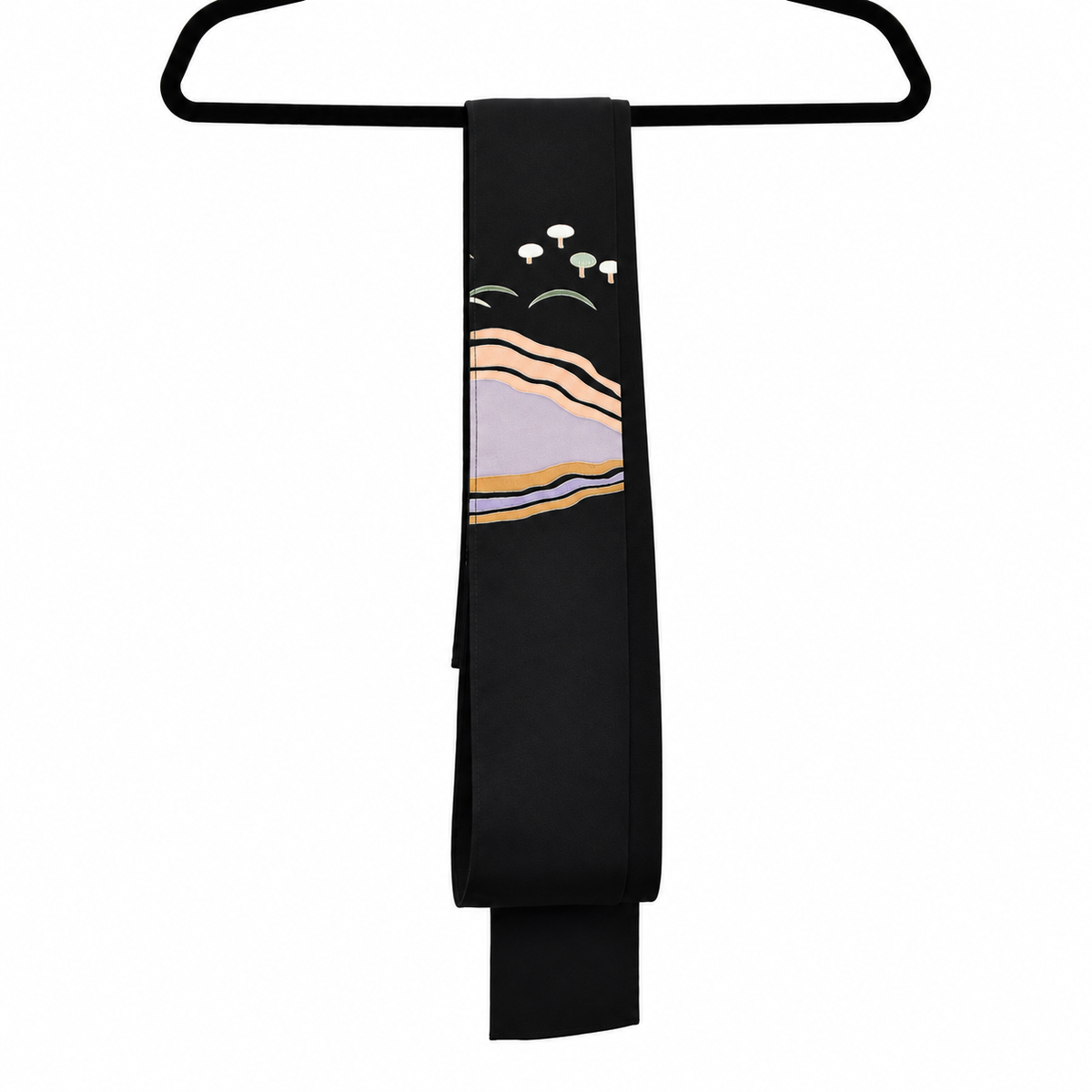Kimono Abaya — Black Village Scene | Open Abaya & Sash