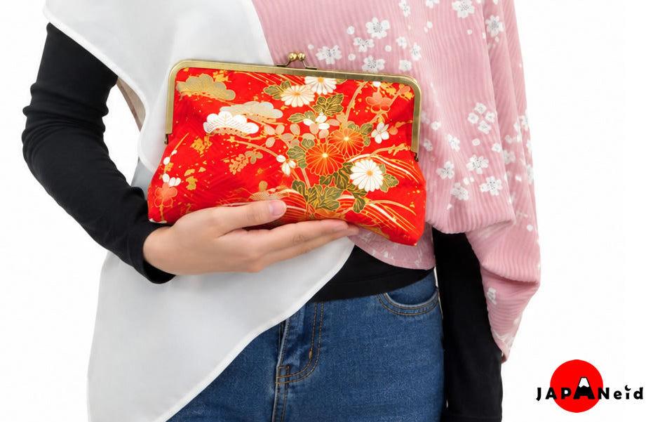 Kimono Clutch Bag — Red × Gold Nature