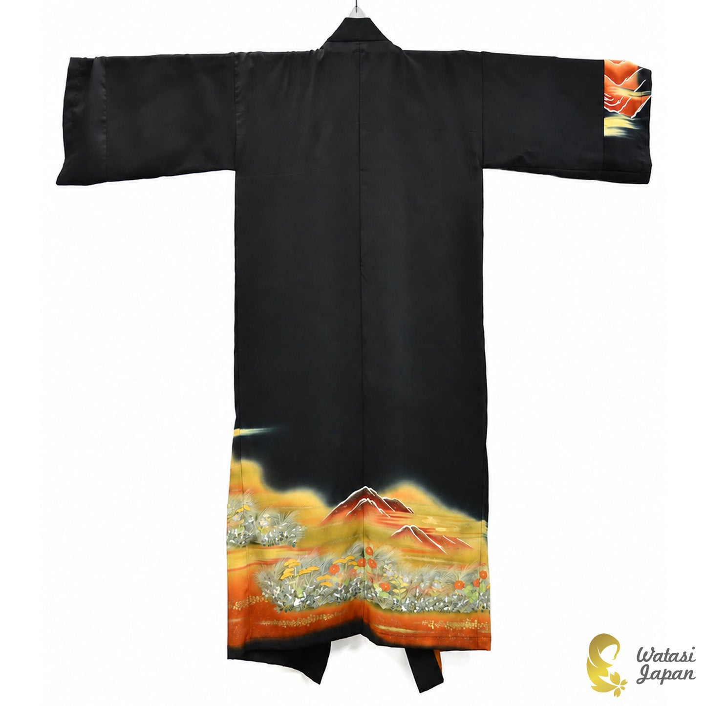 Kimono Abaya — Black Mount Fuji Sunset | Open Abaya