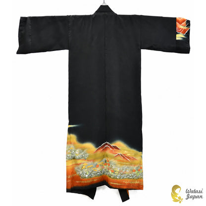 Kimono Abaya — Black Mount Fuji Sunset | Open Abaya
