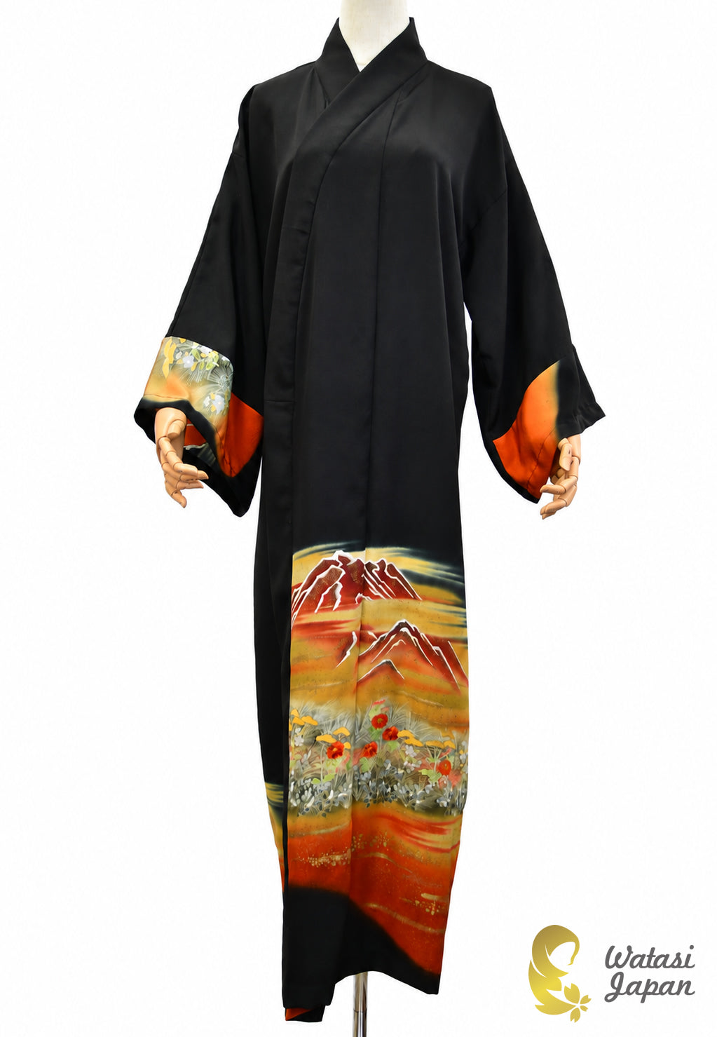 Kimono Abaya — Black Mount Fuji Sunset | Open Abaya