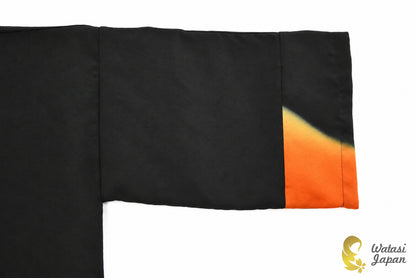Kimono Abaya — Black Mount Fuji Sunset | Open Abaya