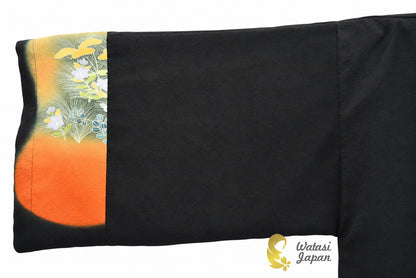 Kimono Abaya — Black Mount Fuji Sunset | Open Abaya
