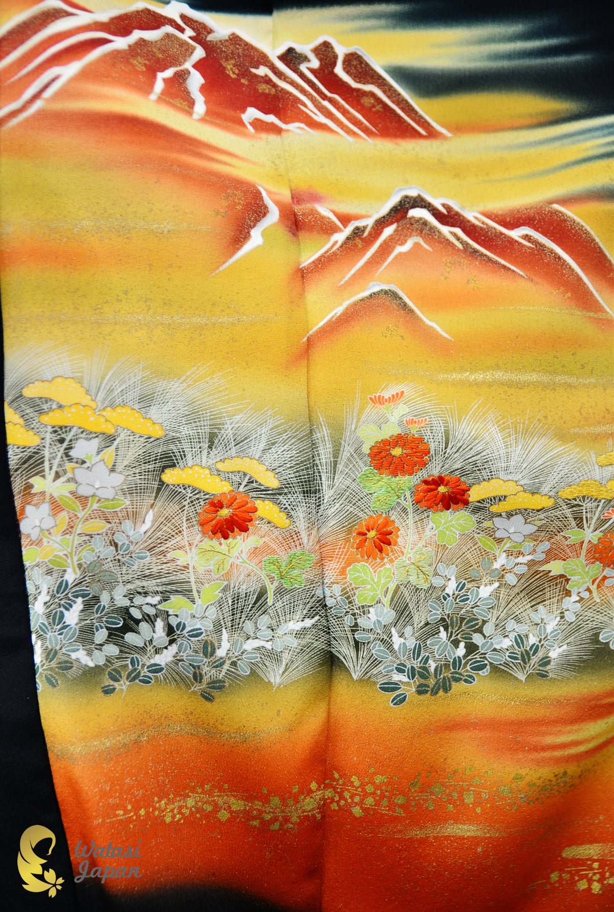 Kimono Abaya — Black Mount Fuji Sunset | Open Abaya