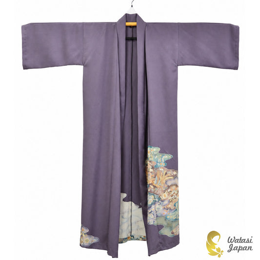 Kimono Abaya — Dusty Lavender Cloud Floral | Open Abaya