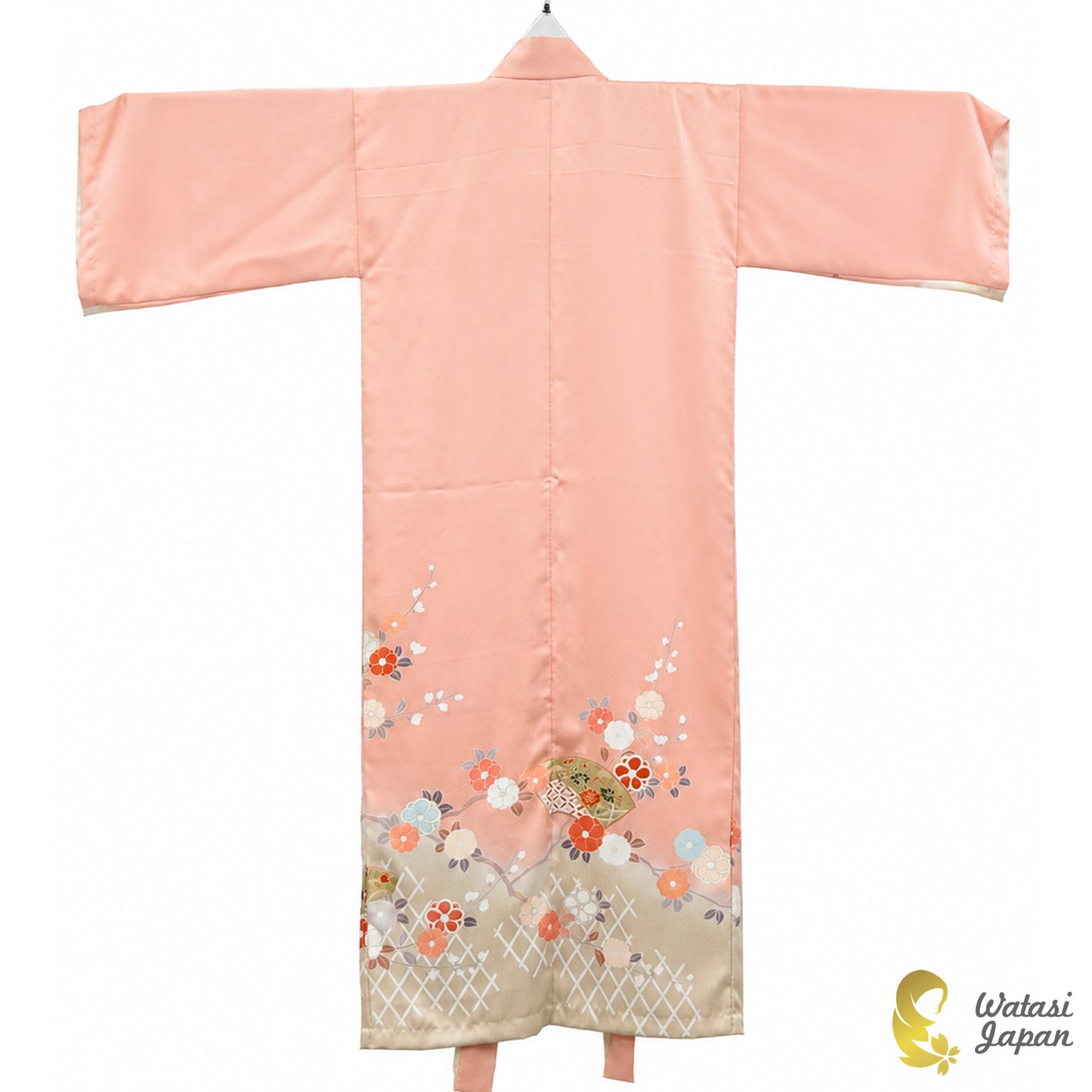 Kimono Abaya — Salmon Pink Tsubaki & Sensu | Open Abaya