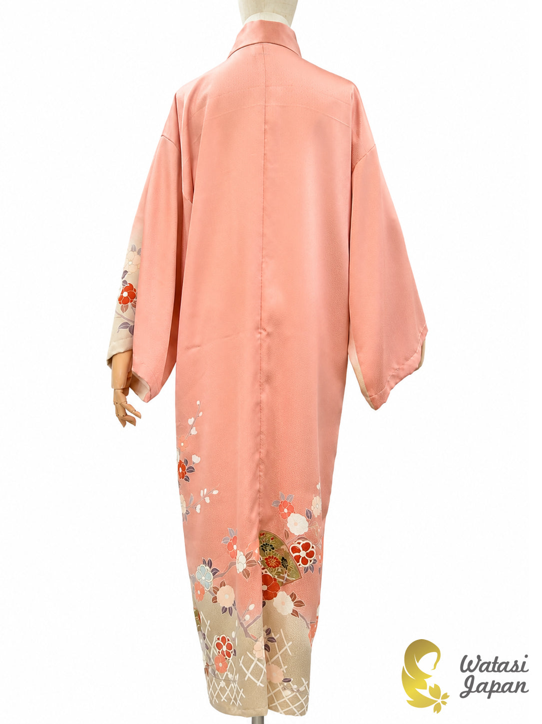 Kimono Abaya — Salmon Pink Tsubaki & Sensu | Open Abaya