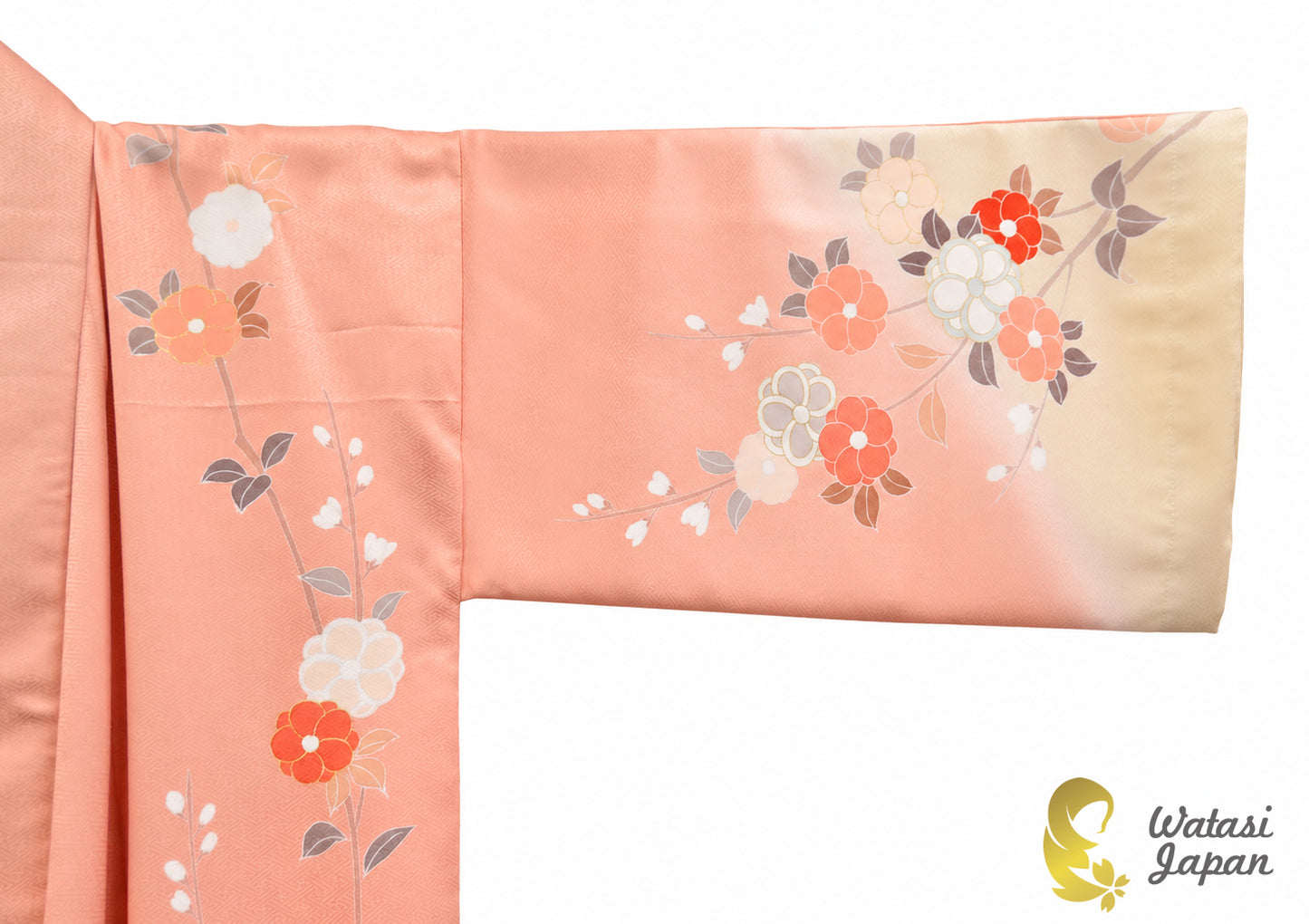 Kimono Abaya — Salmon Pink Tsubaki & Sensu | Open Abaya