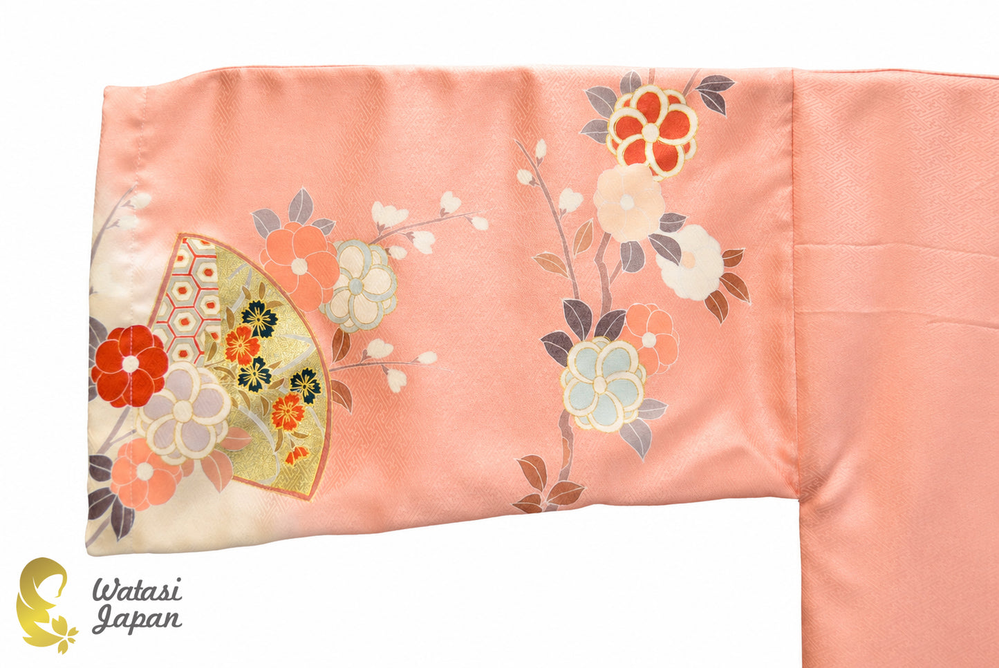 Kimono Abaya — Salmon Pink Tsubaki & Sensu | Open Abaya