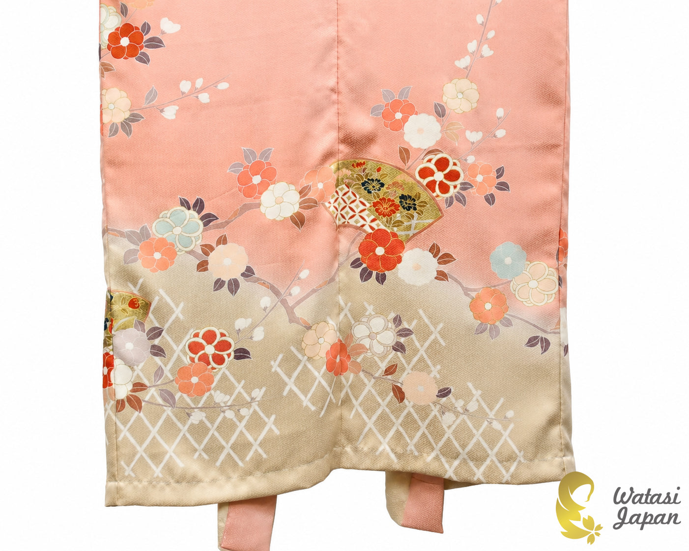 Kimono Abaya — Salmon Pink Tsubaki & Sensu | Open Abaya