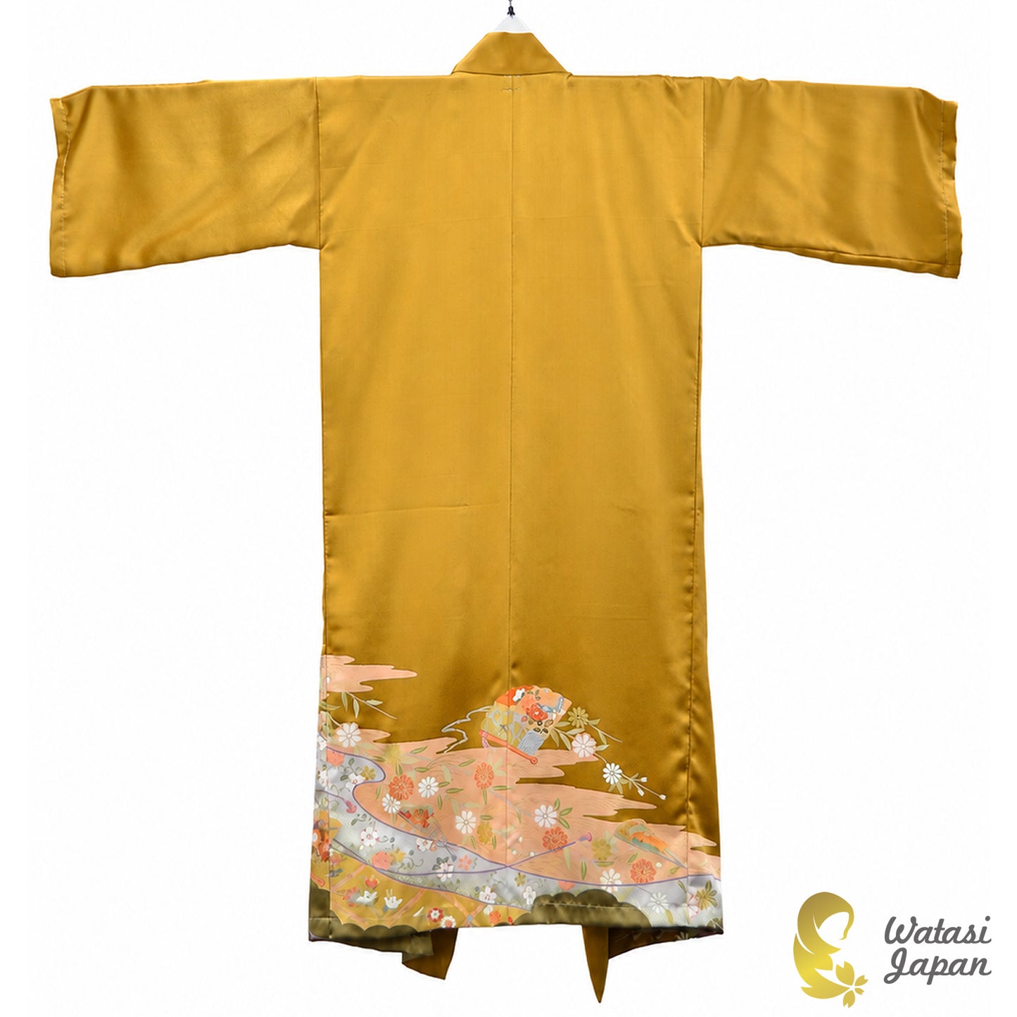 Kimono Abaya — Antique Gold Sensu & Floral | Open Abaya