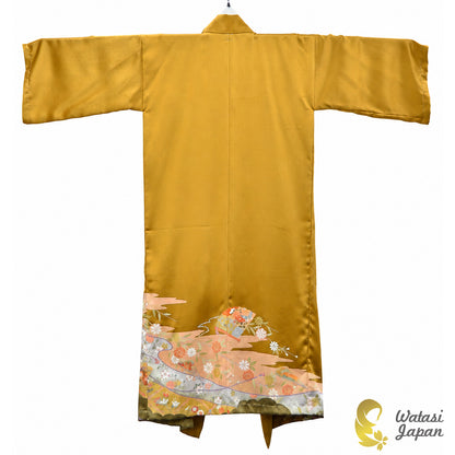 Kimono Abaya — Antique Gold Sensu & Floral | Open Abaya