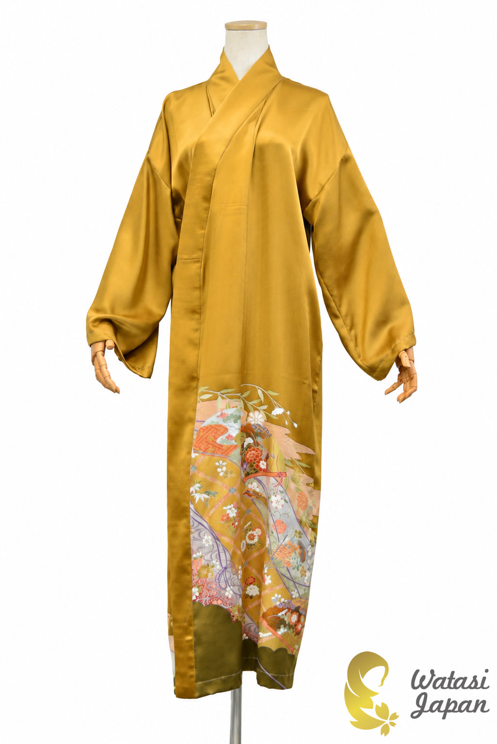 Kimono Abaya — Antique Gold Sensu & Floral | Open Abaya