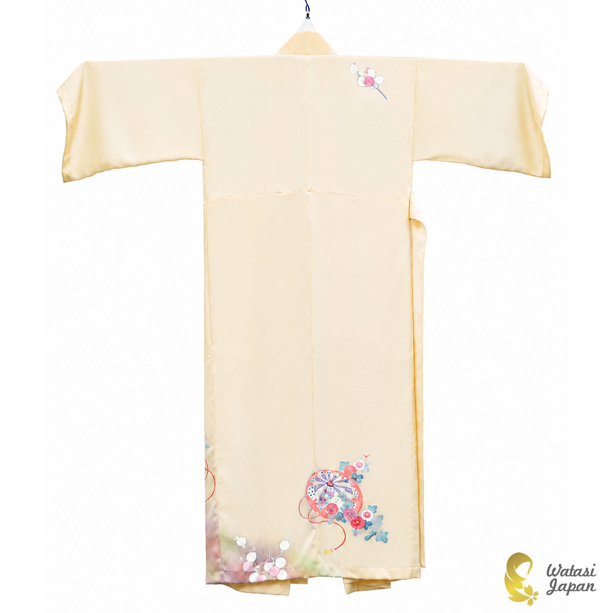 Kimono Abaya — Cream Wagasa & Floral | Wrap Abaya
