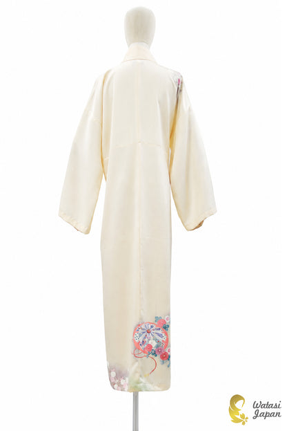 Kimono Abaya — Cream Wagasa & Floral | Wrap Abaya