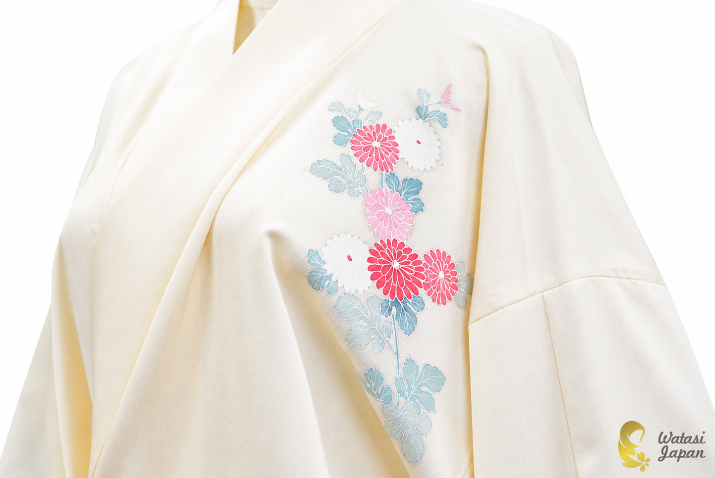 Kimono Abaya — Cream Wagasa & Floral | Wrap Abaya