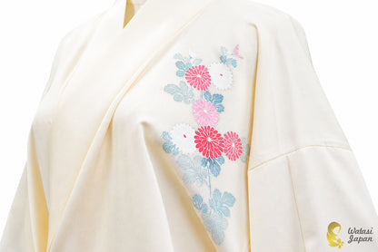 Kimono Abaya — Cream Wagasa & Floral | Wrap Abaya