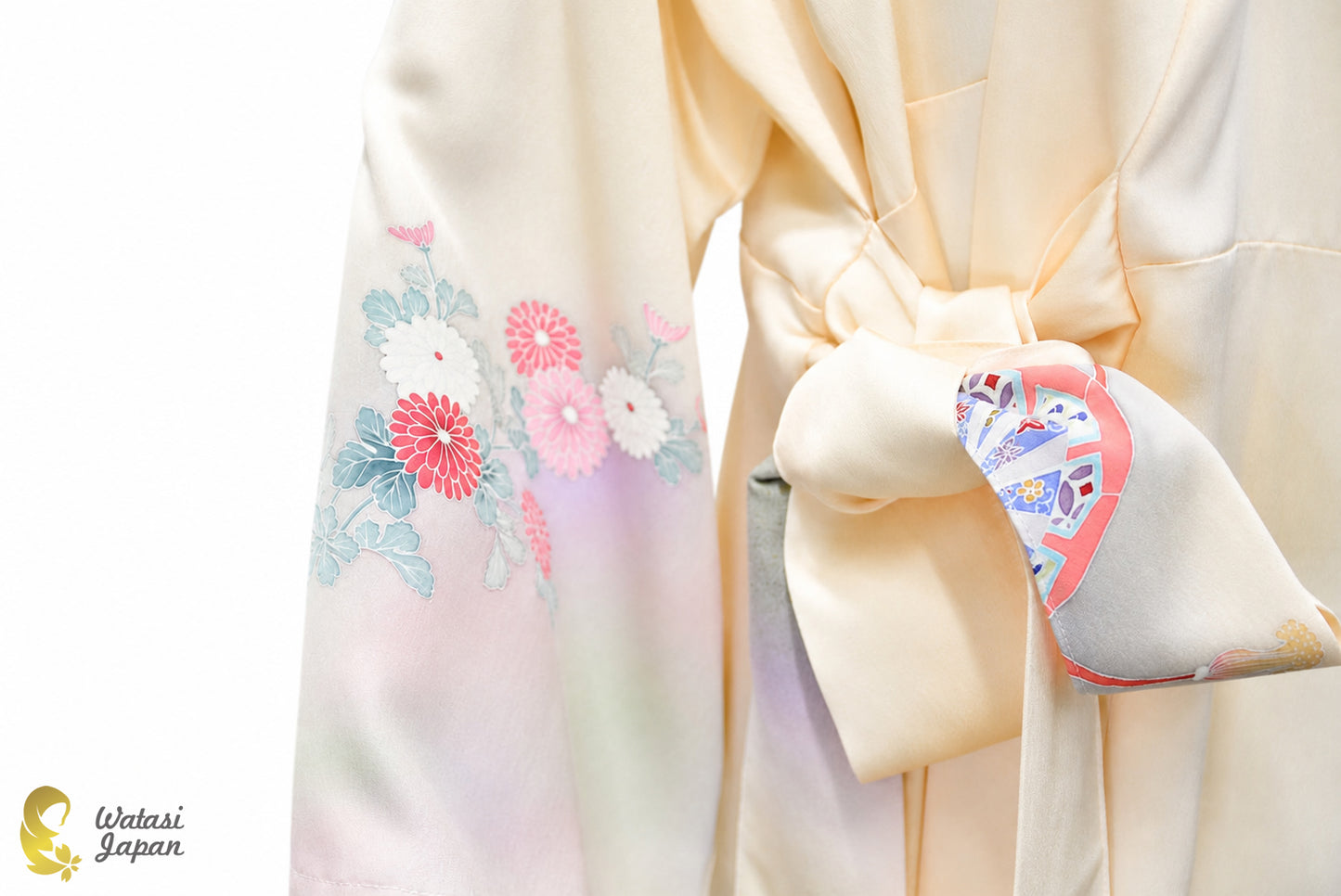 Kimono Abaya — Cream Wagasa & Floral | Wrap Abaya