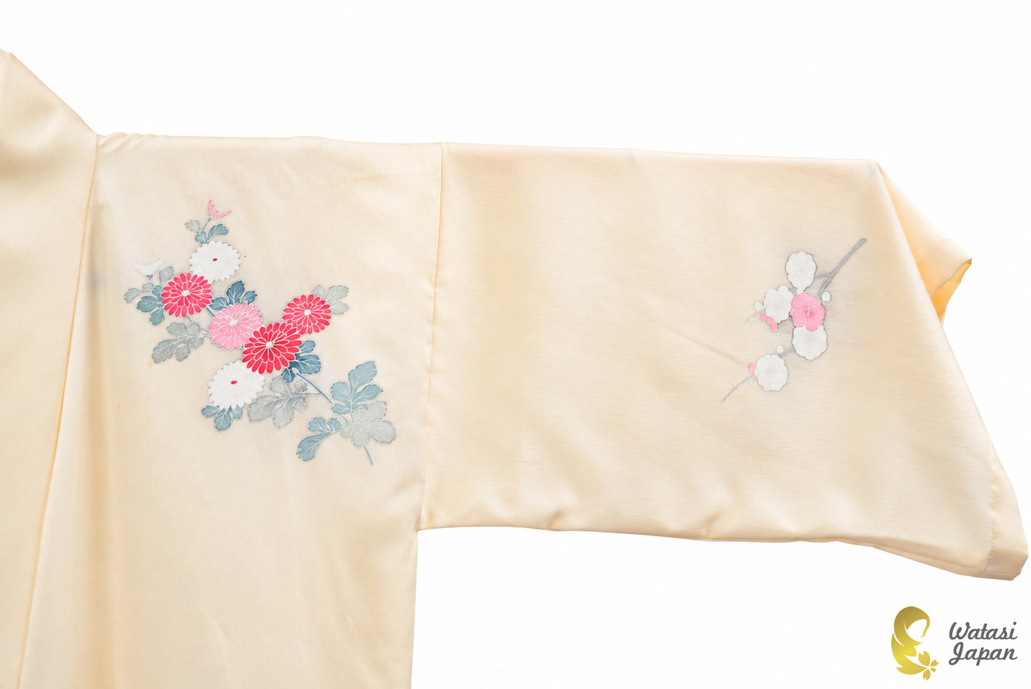 Kimono Abaya — Cream Wagasa & Floral | Wrap Abaya