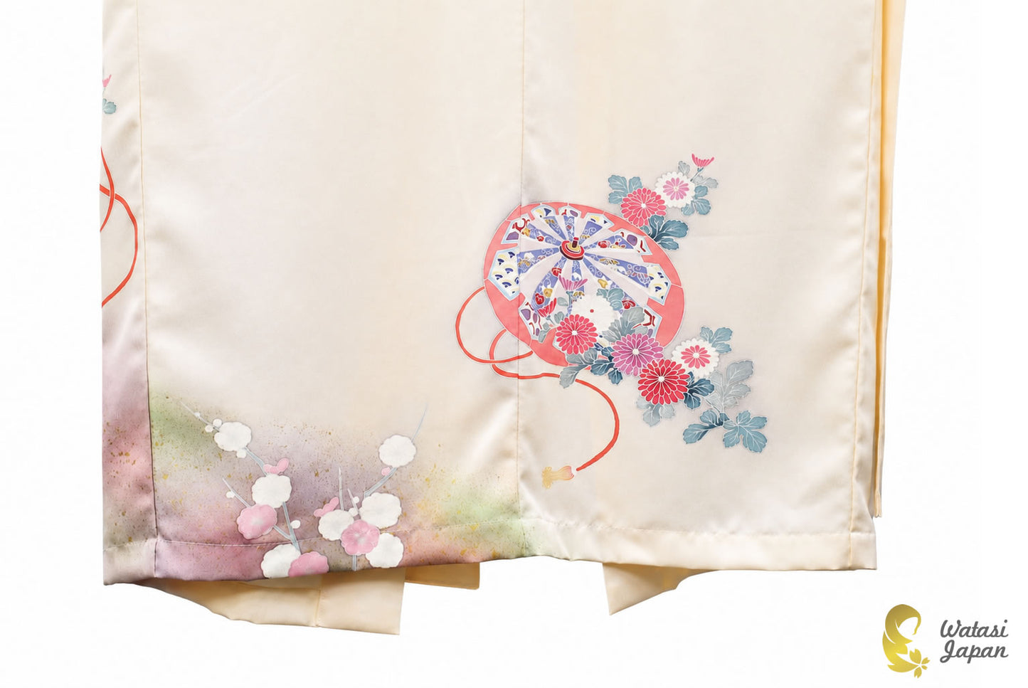 Kimono Abaya — Cream Wagasa & Floral | Wrap Abaya