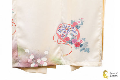 Kimono Abaya — Cream Wagasa & Floral | Wrap Abaya