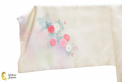 Kimono Abaya — Cream Wagasa & Floral | Wrap Abaya