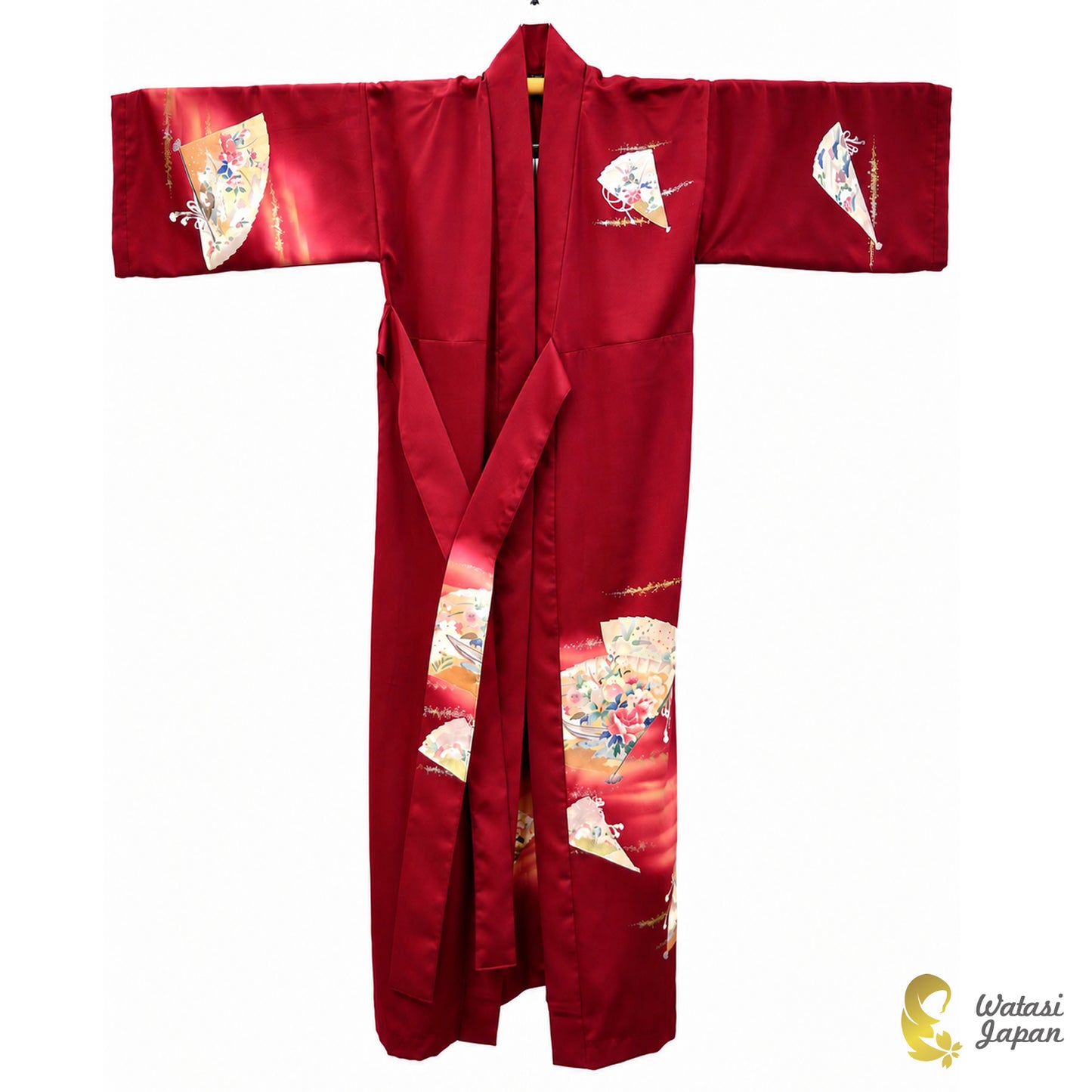 Kimono Abaya — Crimson Sensu & Peony | Wrap Abaya