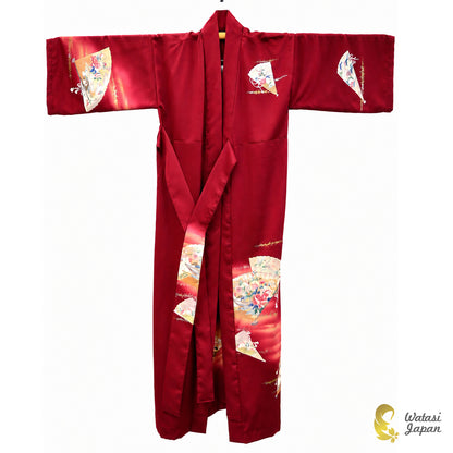 Kimono Abaya — Crimson Sensu & Peony | Wrap Abaya