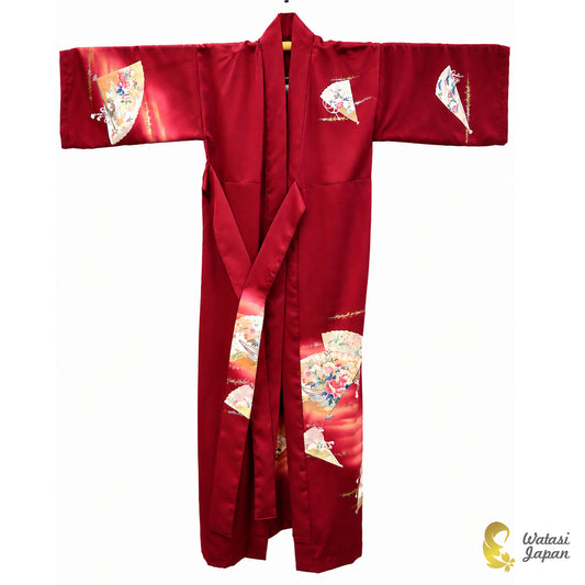 Kimono Abaya — Crimson Sensu & Peony | Wrap Abaya