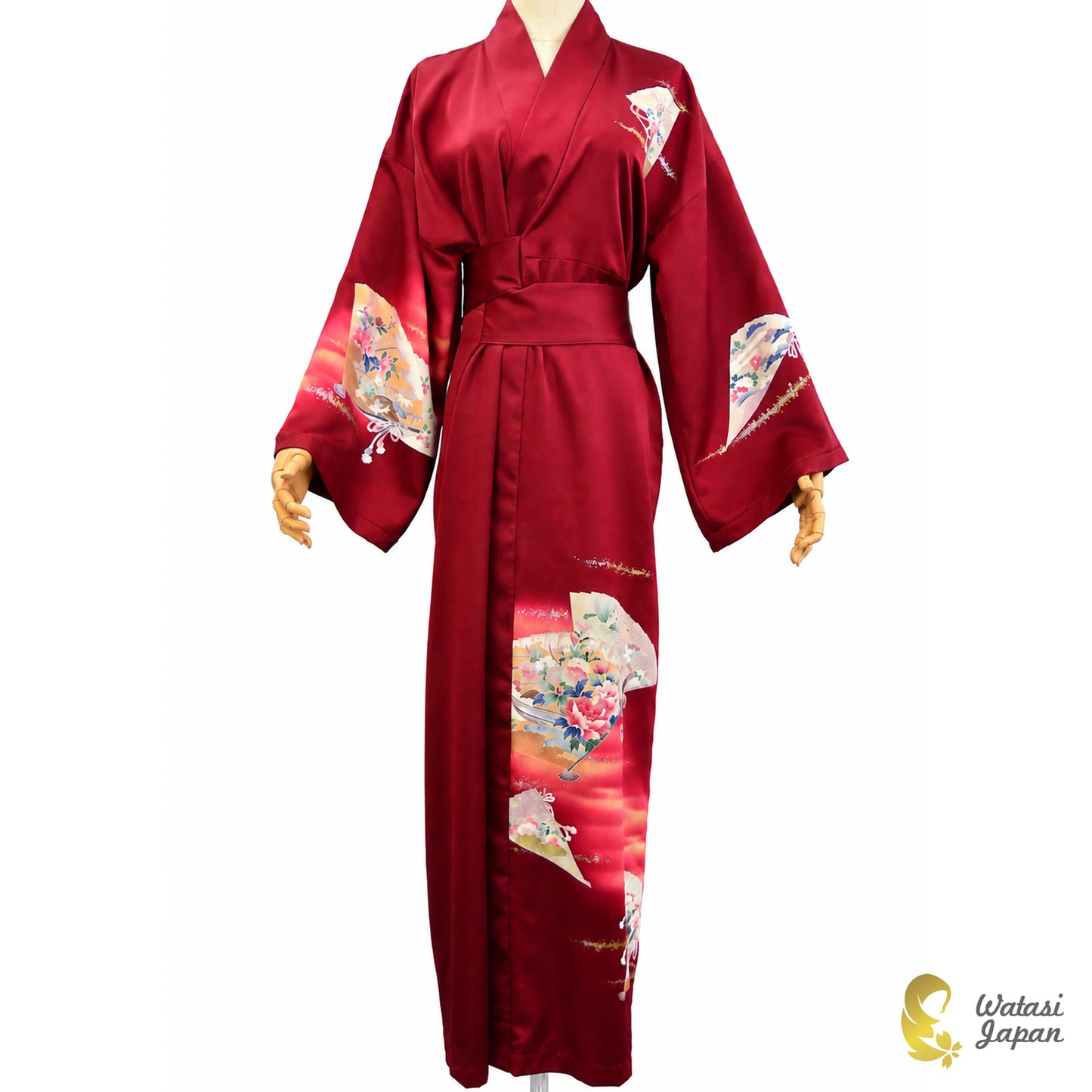 Kimono Abaya — Crimson Sensu & Peony | Wrap Abaya