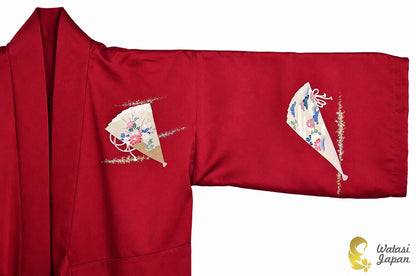 Kimono Abaya — Crimson Sensu & Peony | Wrap Abaya