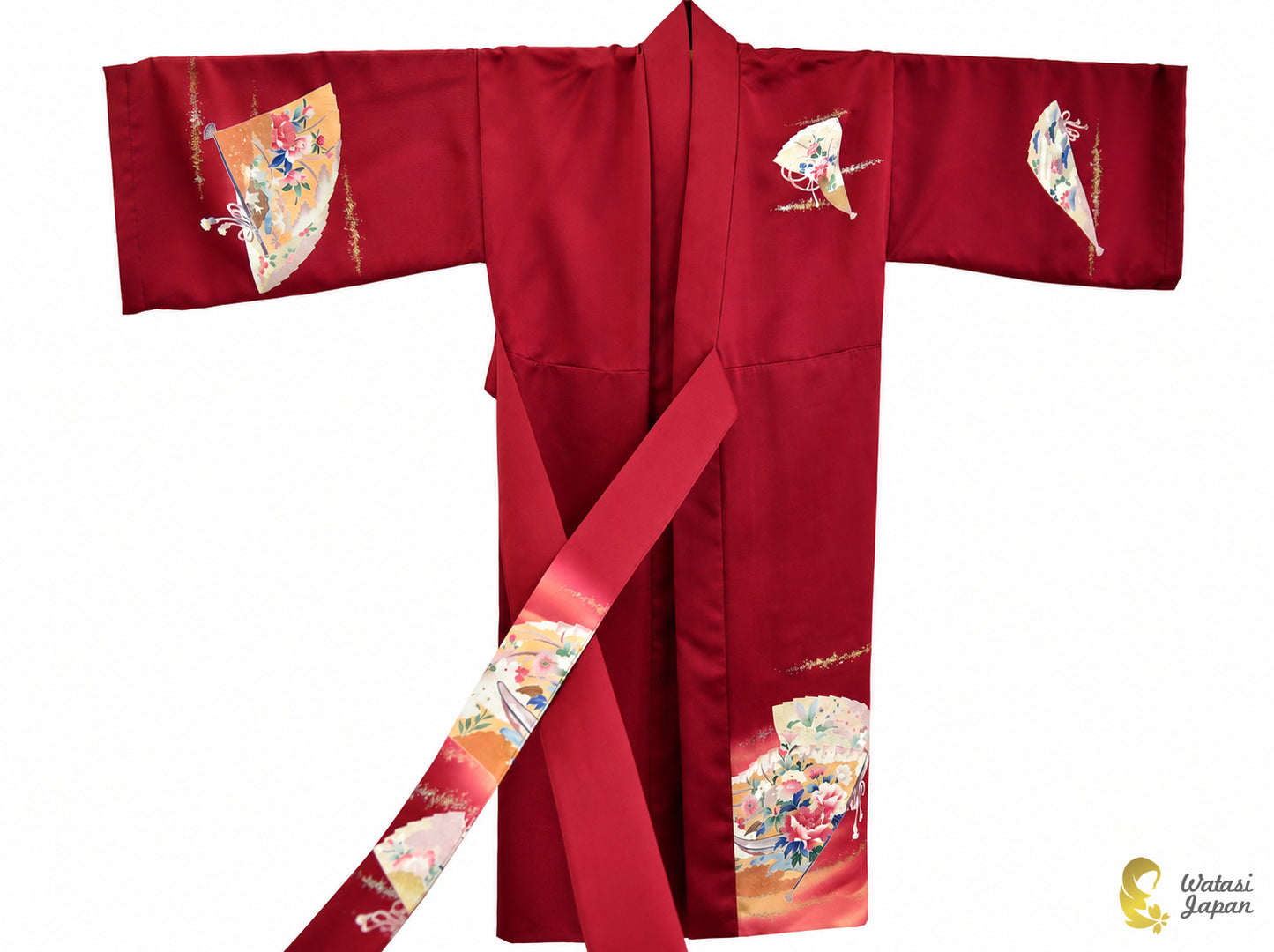 Kimono Abaya — Crimson Sensu & Peony | Wrap Abaya
