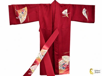 Kimono Abaya — Crimson Sensu & Peony | Wrap Abaya