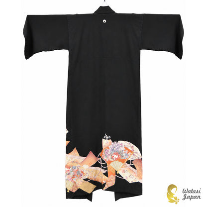Kimono Abaya — Black Sensu & Peony | Open Abaya & Sash