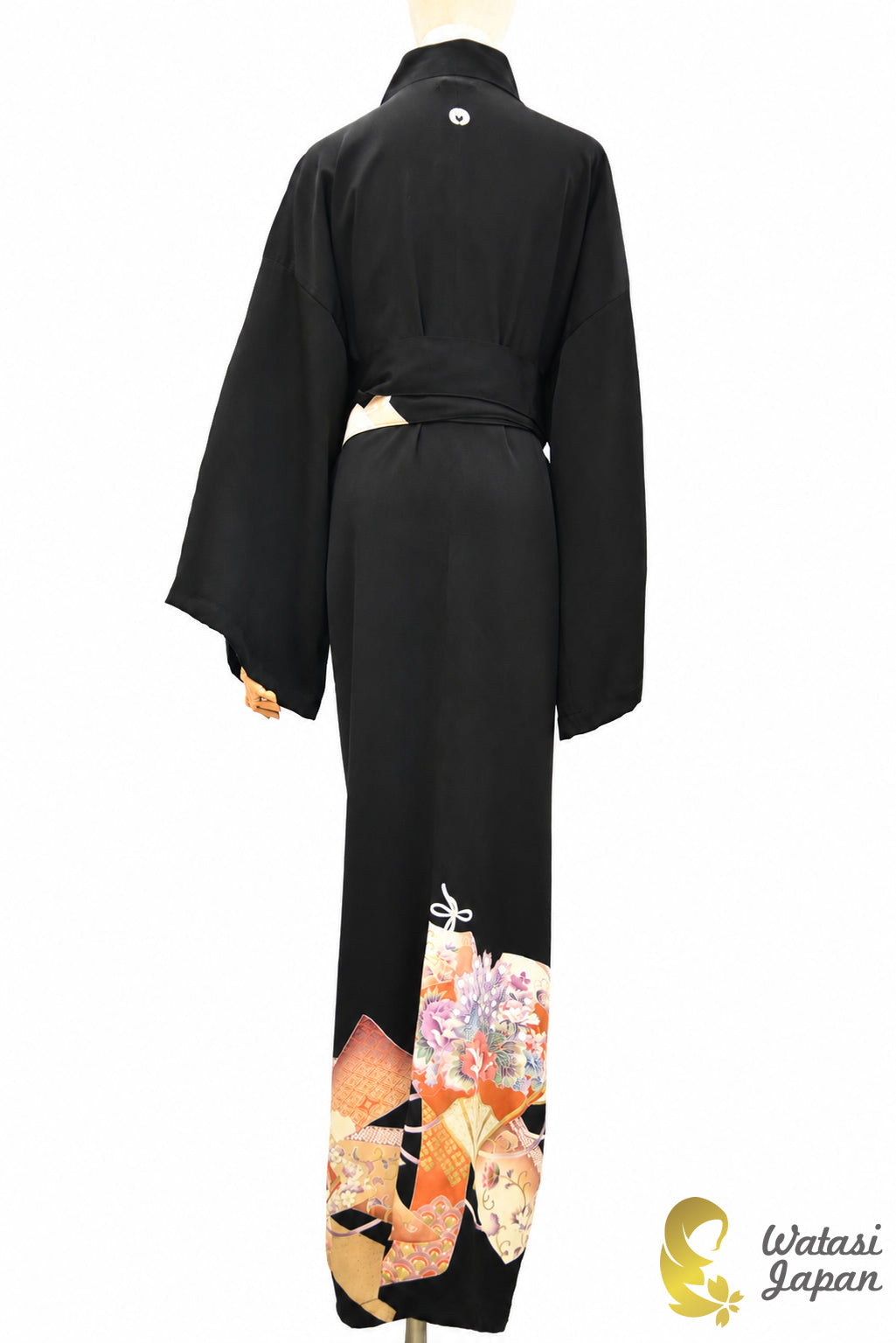 Kimono Abaya — Black Sensu & Peony | Open Abaya & Sash