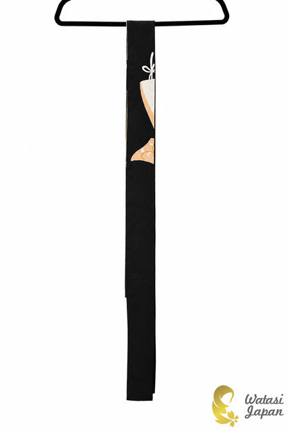 Kimono Abaya — Black Sensu & Peony | Open Abaya & Sash