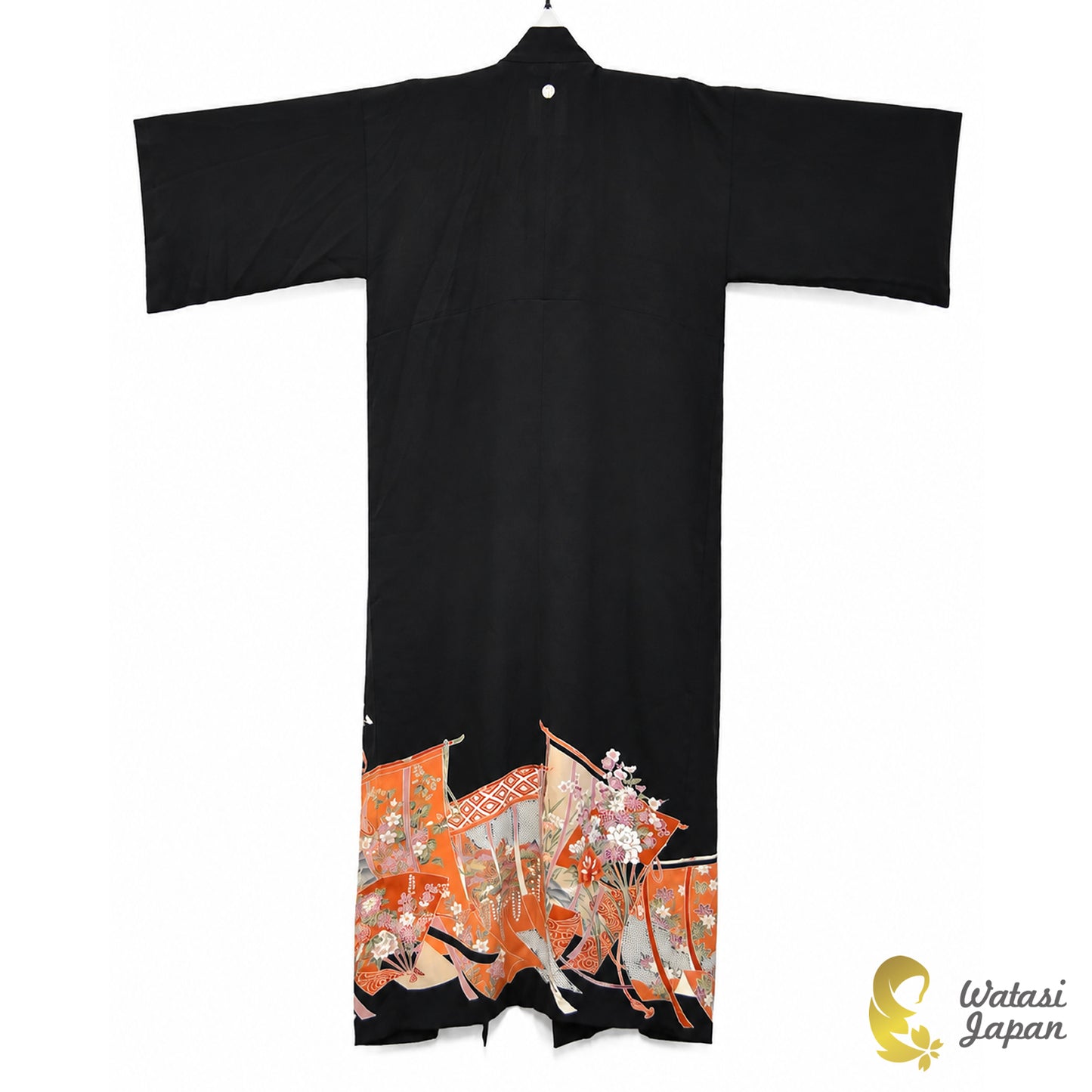 Kimono Abaya — Black Goshoguruma | Open Abaya & Sash