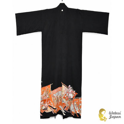 Kimono Abaya — Black Goshoguruma | Open Abaya & Sash