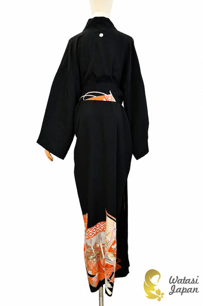 Kimono Abaya — Black Goshoguruma | Open Abaya & Sash