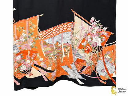 Kimono Abaya — Black Goshoguruma | Open Abaya & Sash