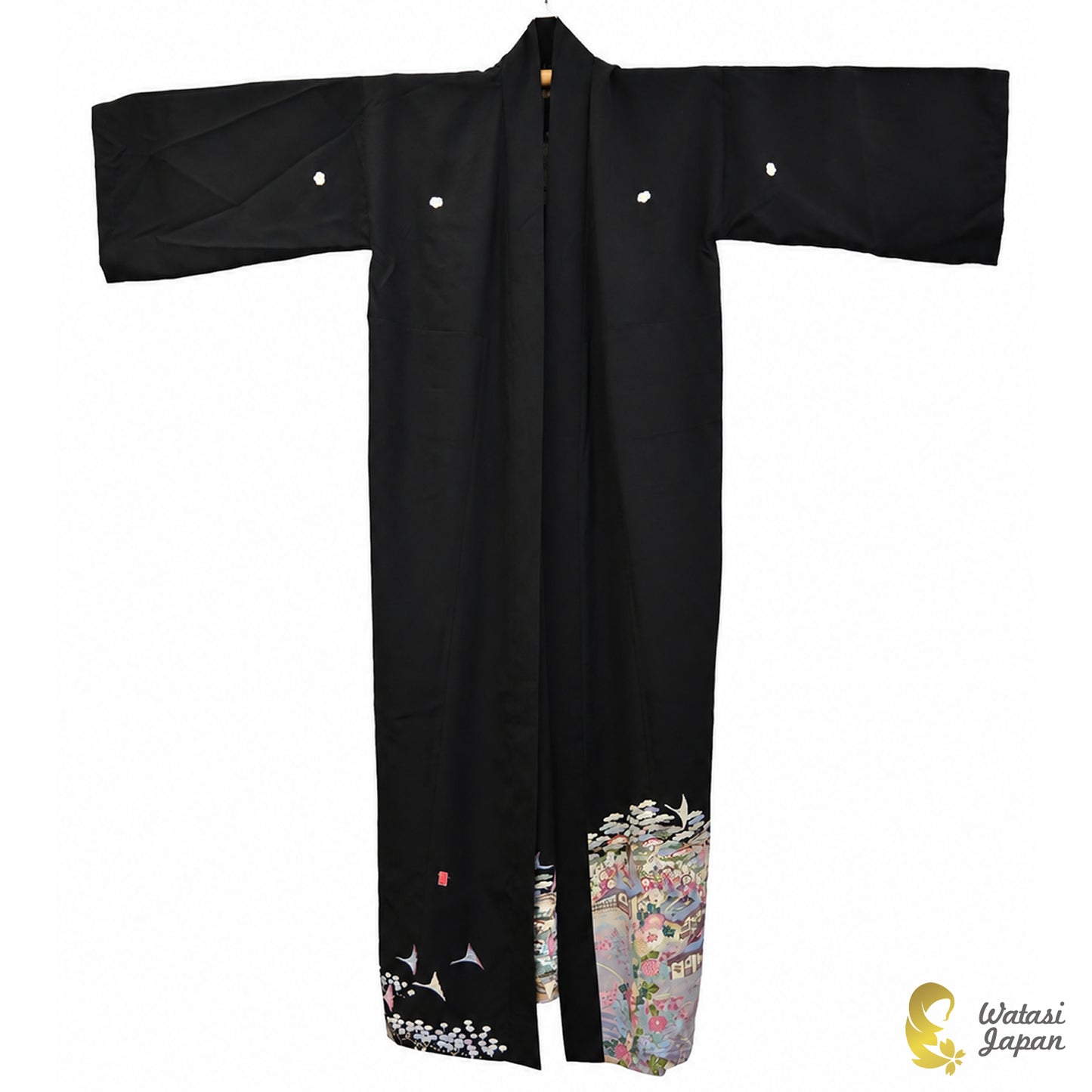 Kimono Abaya — Black Village Scene | Open Abaya & Sash