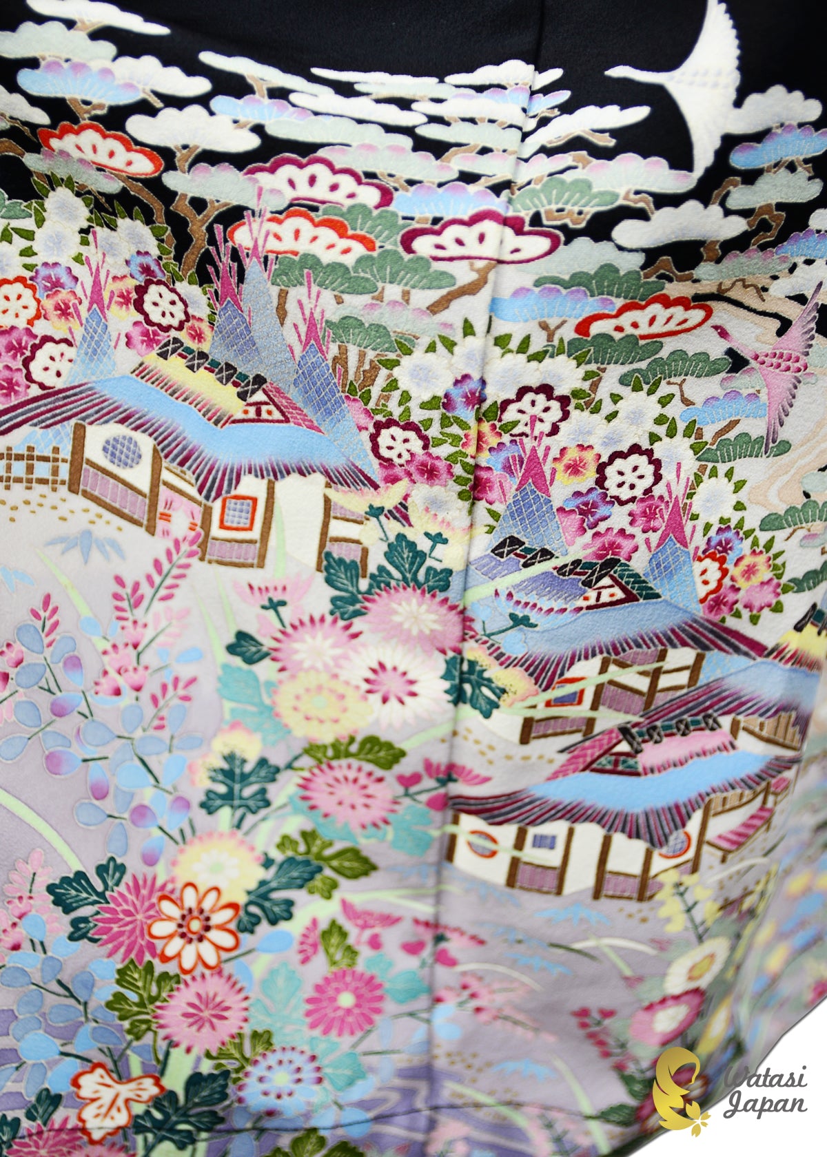 Kimono Abaya — Black Village Scene | Open Abaya & Sash