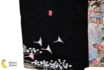 Kimono Abaya — Black Village Scene | Open Abaya & Sash