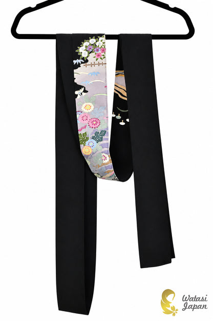 Kimono Abaya — Black Village Scene | Open Abaya & Sash