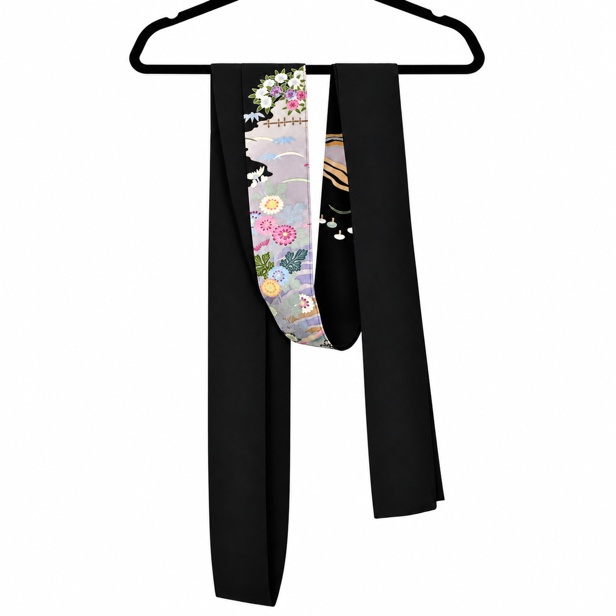 Kimono Abaya — Black Village Scene | Open Abaya & Sash
