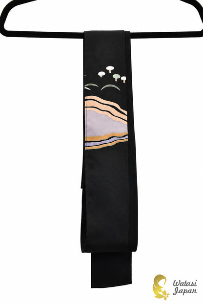 Kimono Abaya — Black Village Scene | Open Abaya & Sash
