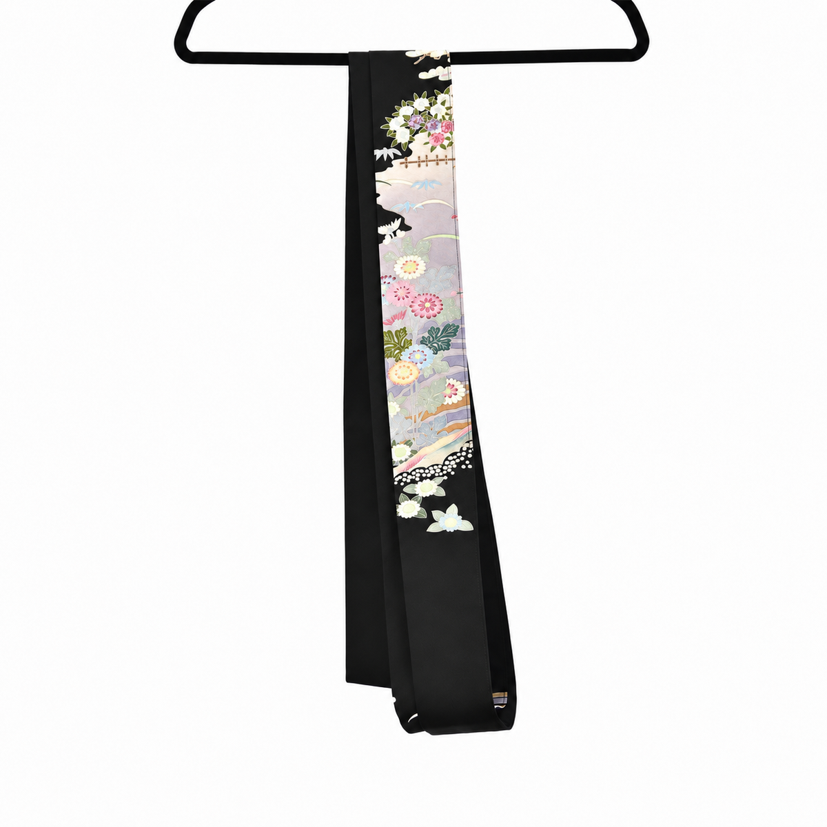 Kimono Abaya — Black Village Scene | Open Abaya & Sash