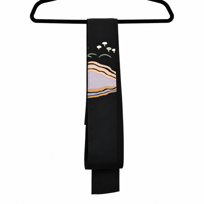 Kimono Abaya — Black Village Scene | Open Abaya & Sash