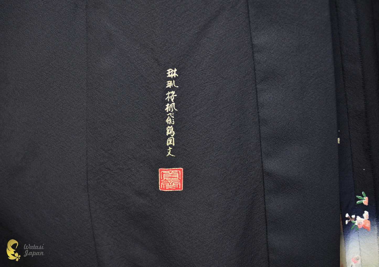 Kimono Abaya — Black Crane, Sakura & Maple | Open Abaya & Sash